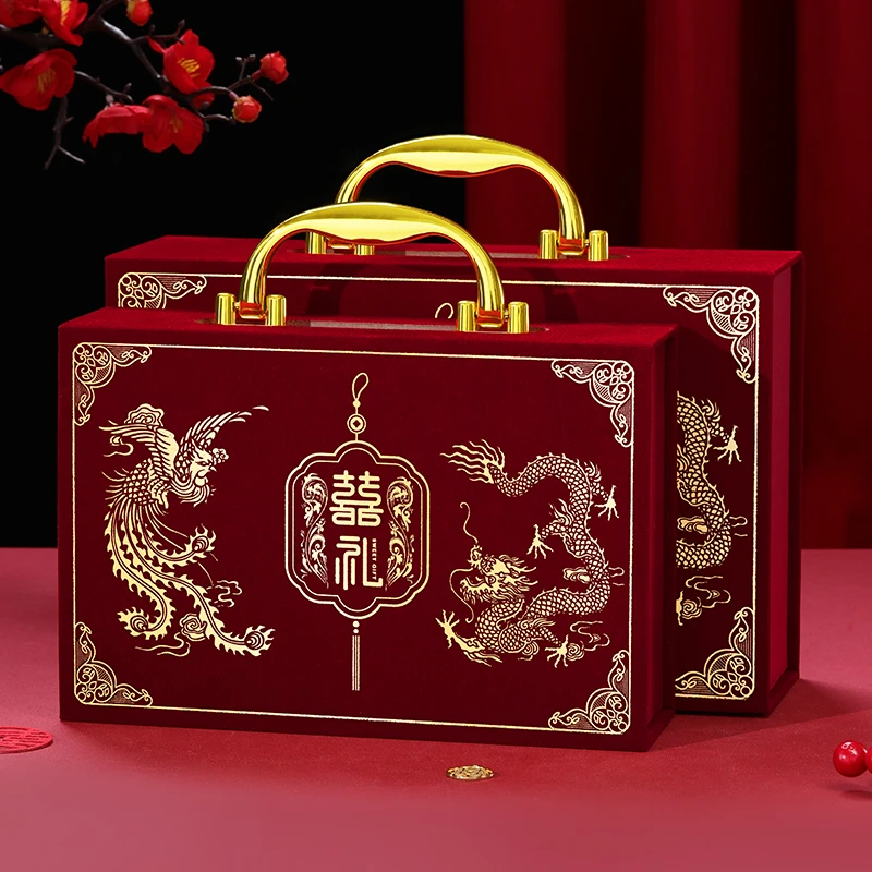 彩礼钱盒子订婚礼金箱结婚婚礼聘礼盒子10万绒面高档婚庆用品大全