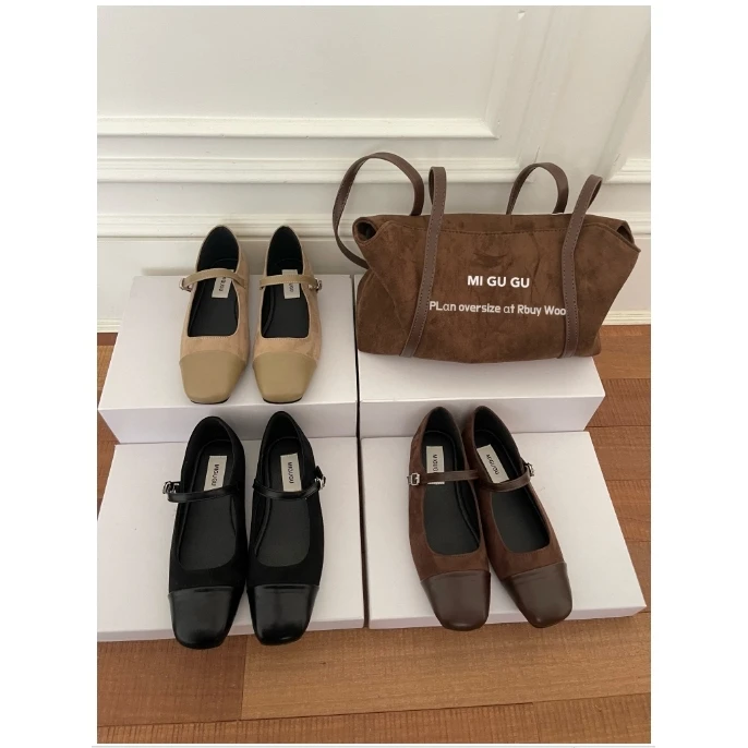 L-626-2#米谷谷#韩版拼接高级感百搭软底玛丽珍单鞋（福利）