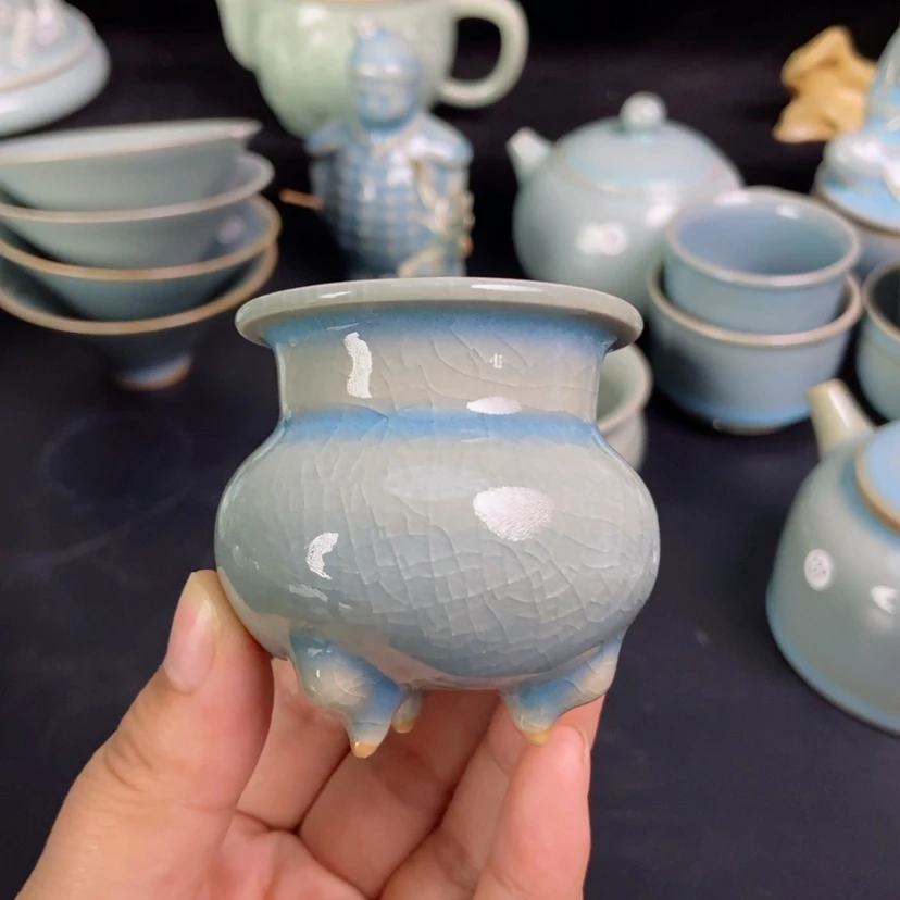 【闪购商品】小香炉原矿天蓝釉
