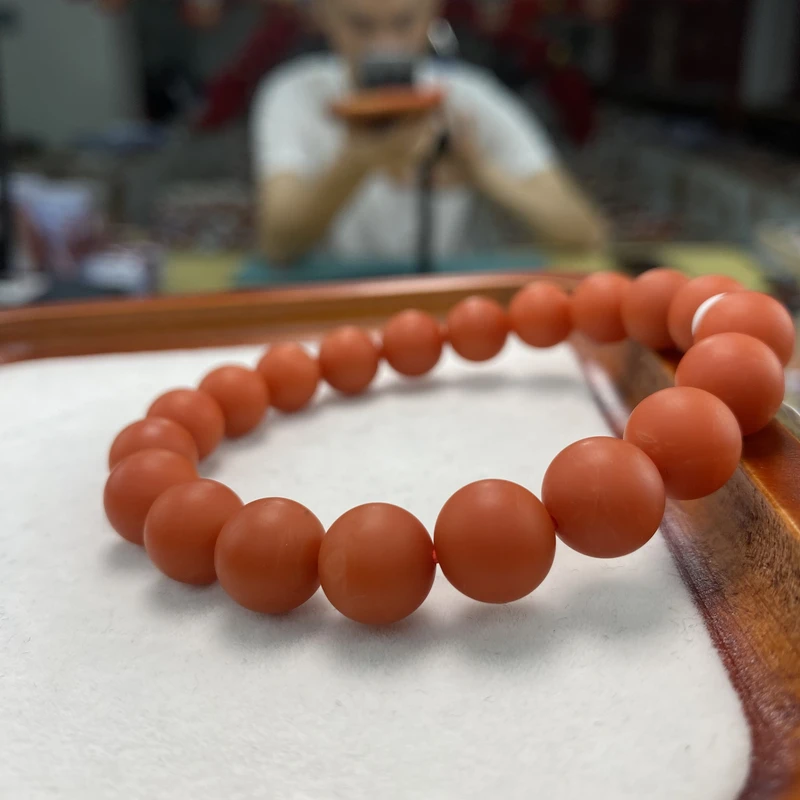 【小刘南红】保山南红精品哑光圆珠单圈  10mm+ 多样性发一