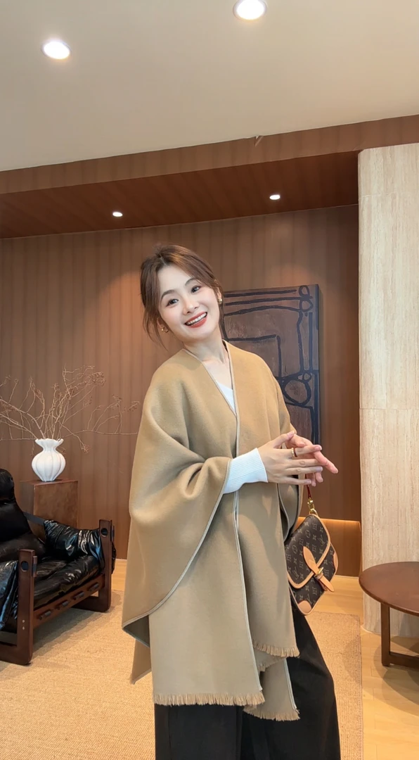 小韩原单正版美利奴绵羊毛双面手工大衣