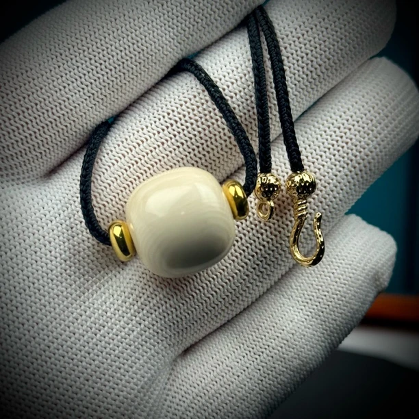 A065天然猛犸牙精品锁骨珠约18×17mm 精品5A爆满纹