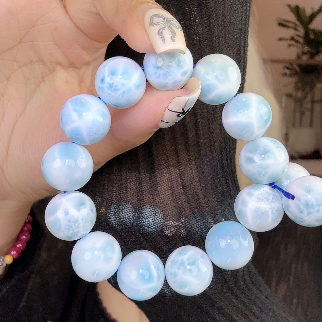 针钠钙石（海纹石）未镶嵌手链黑糖
