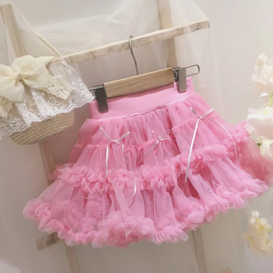 女童2025夏季凸凸裙休闲可爱风短裙网纱蓬蓬裙