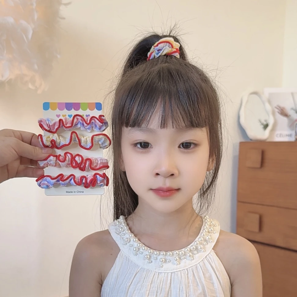 创意甜美条纹小肠发圈橡皮筋头绳女生扎高马尾元气少女发绳头饰女