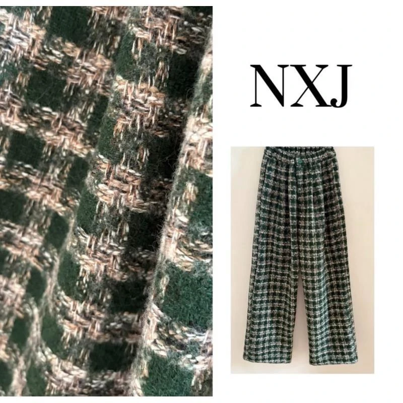 【呼伦贝尔】微胖大码 小香彩色编织阔腿裤长裤   251024