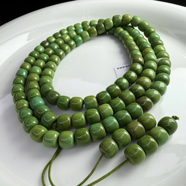 精选6mm-8mm珍藏级高品质纯手工打磨精工俏绿老邢108长串