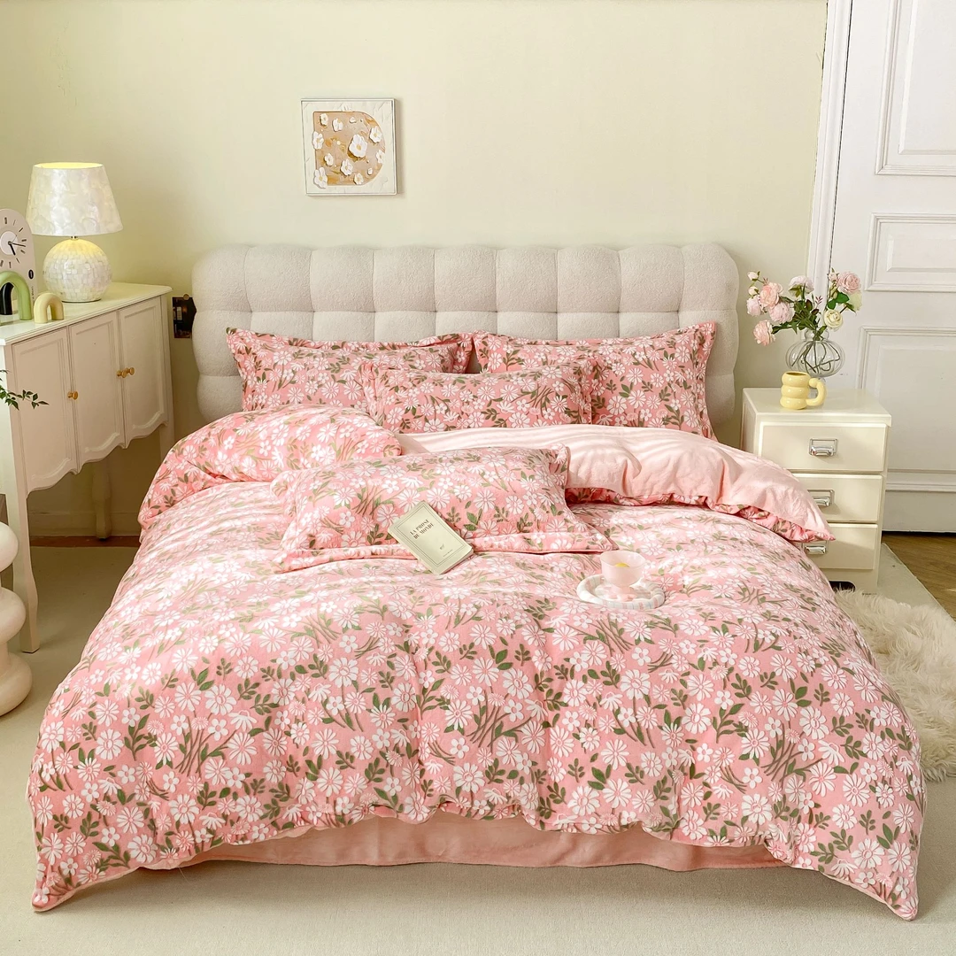 秋冬高克重加厚保暖牛奶绒四件套 柔软细腻-不掉毛不起静电