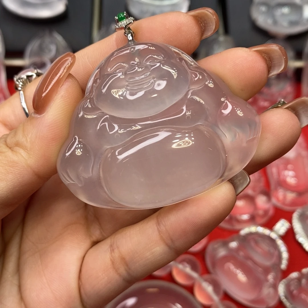 饭***儿石英质玉银S925镶嵌吊坠