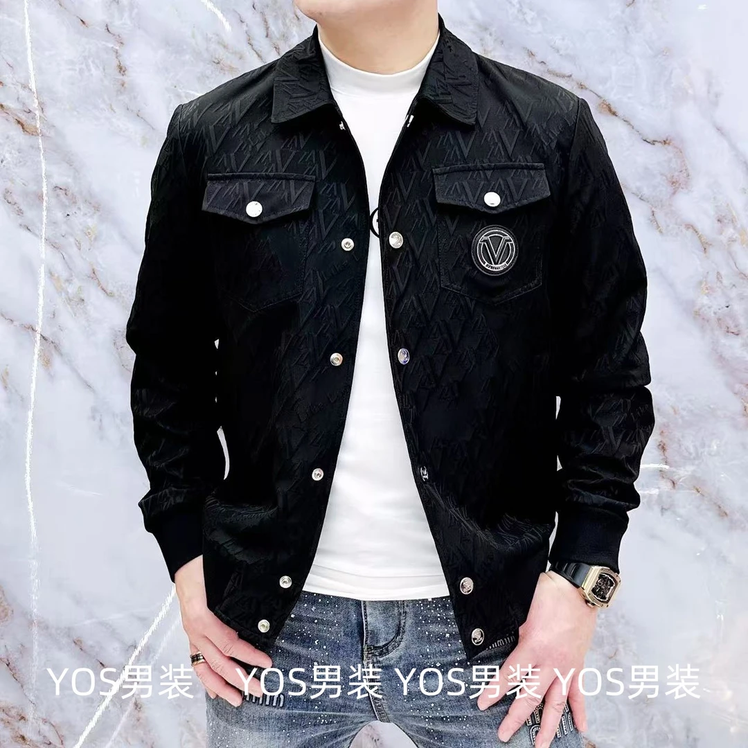 2025春季新款男士长袖轻奢欧品简约双口袋帅气夹克外套95032