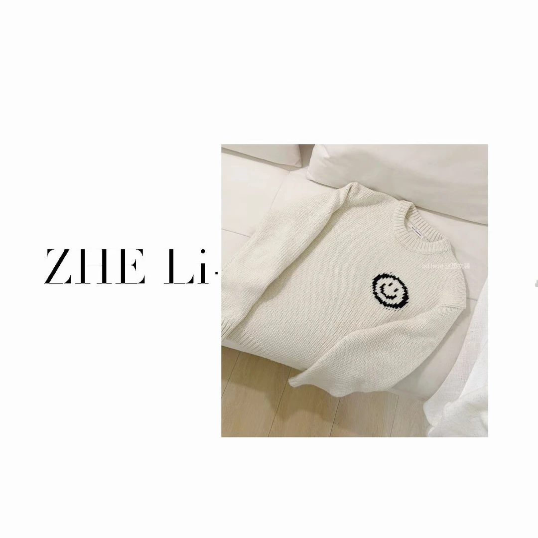 od’here 泡菜款宽松笑脸毛衣