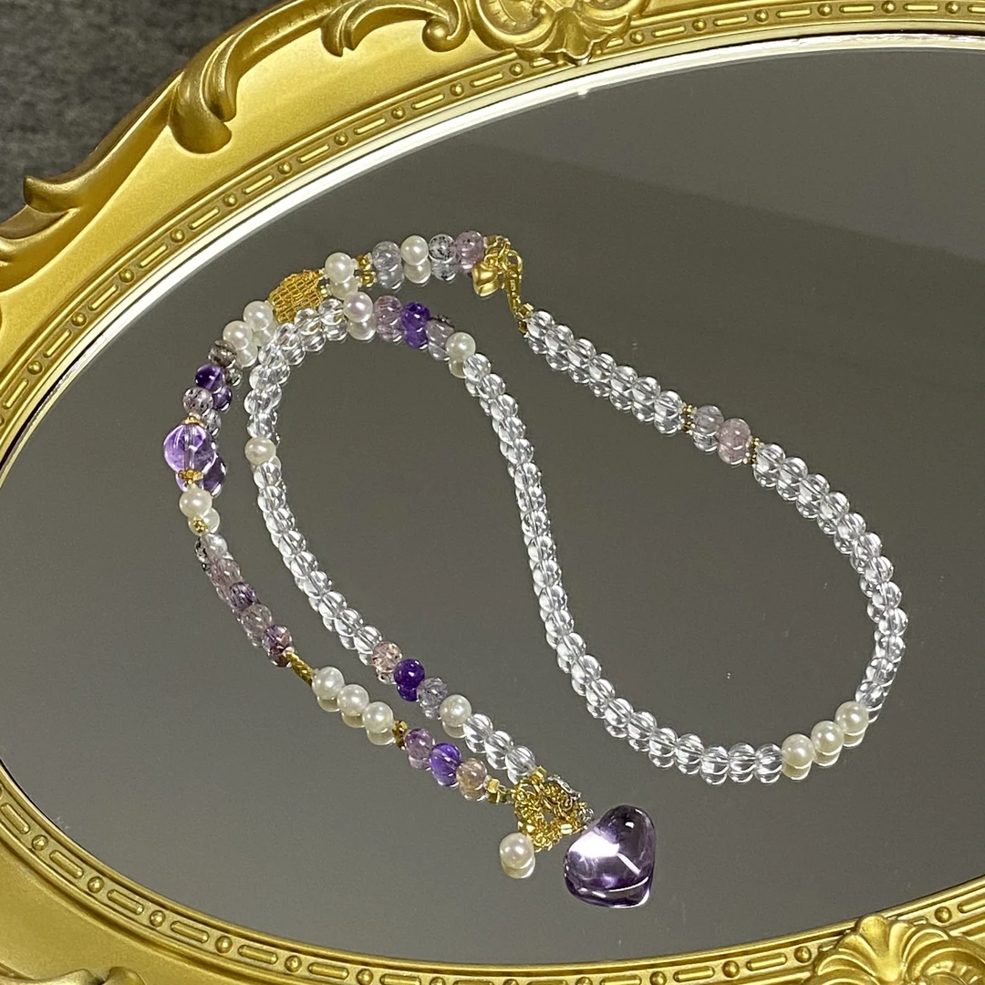 •天然紫水晶爱心超七设计项链B518多样性发其一哦