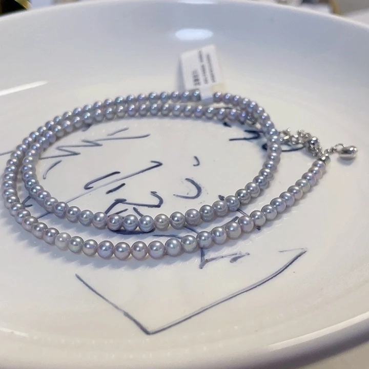 啊***呜项链银S925镶嵌淡水珍珠