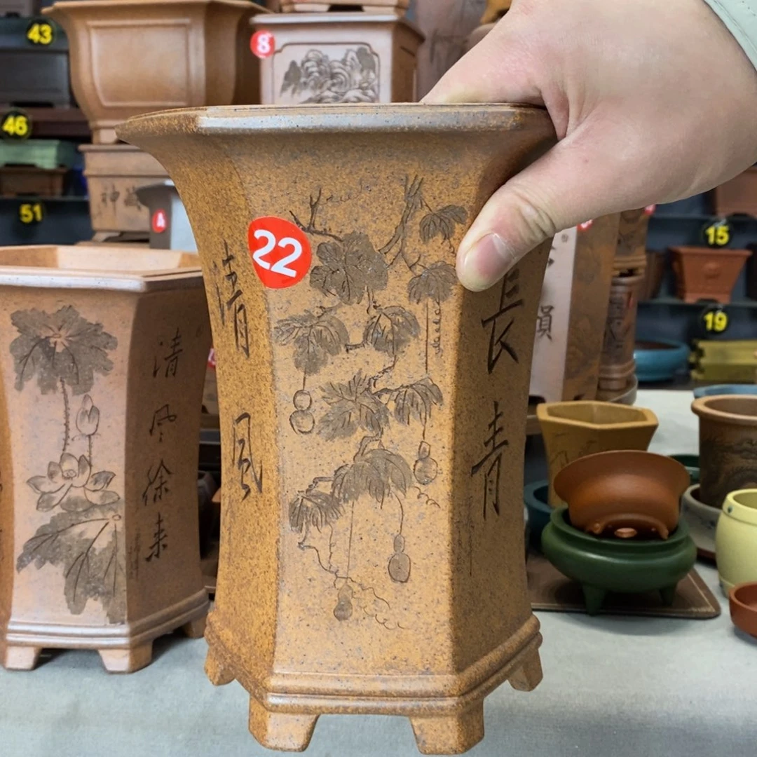 紫砂紫砂花盆盆景花盆