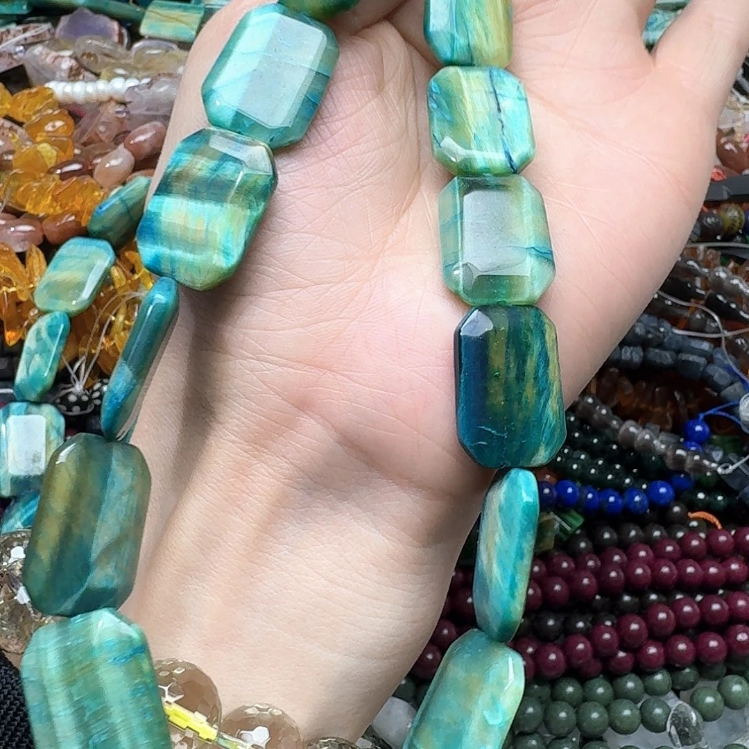 玛瑙/玉髓合金珠宝半成品一条18x25m绿虎