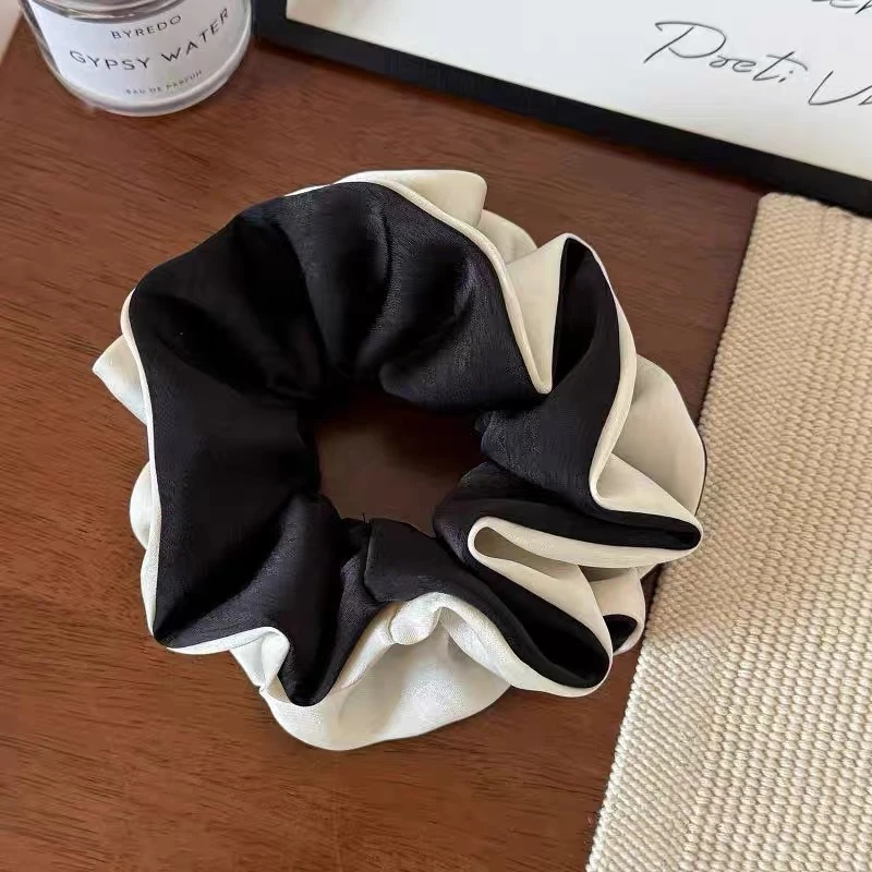 法式小香风云朵褶皱撞色大肠发圈轻奢简约丸子头绳扎马尾发绳3983