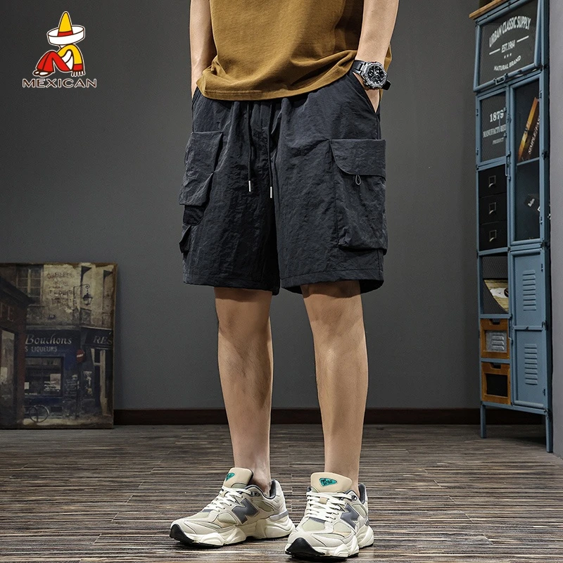 Mexican/稻草人户外速干工装夏季短裤男士薄款美式宽松休闲五分裤
