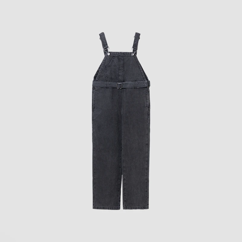 【达人专属】播黑色宽松休闲时尚百搭背带牛仔裤 初夏 DDP4KD4606