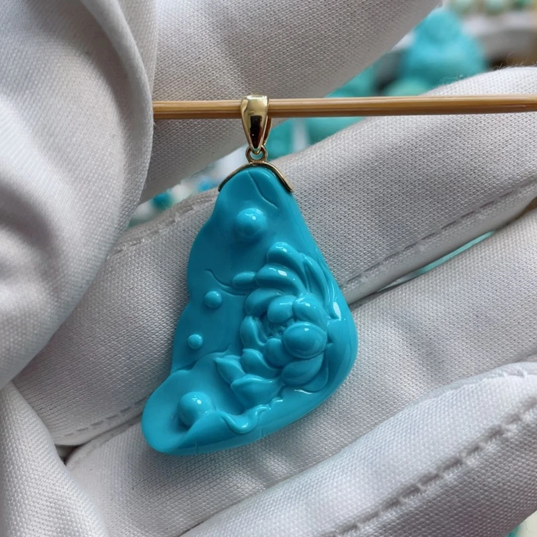 绿松石珠宝奇石18K金镶嵌