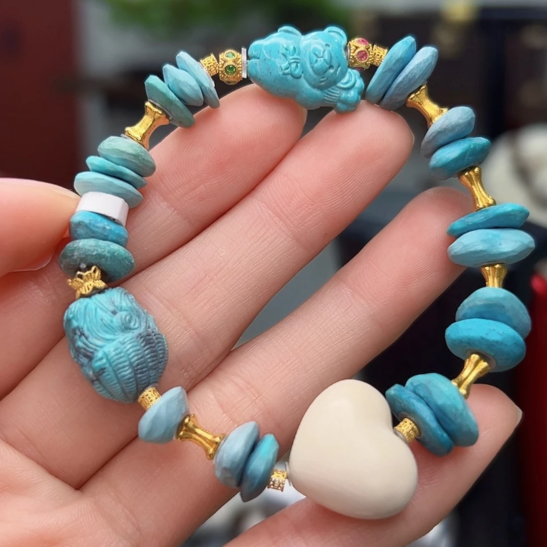 绿松石珠宝奇石18K金镶嵌