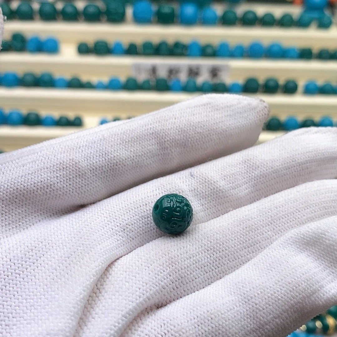 琉璃颈饰我****天科技平替 油绿色10mm回文珠