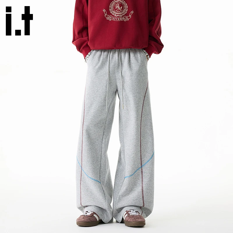 i.t:CHOCOOLATE直筒休闲裤子男士2025秋冬款潮牌百搭阔腿运动卫裤