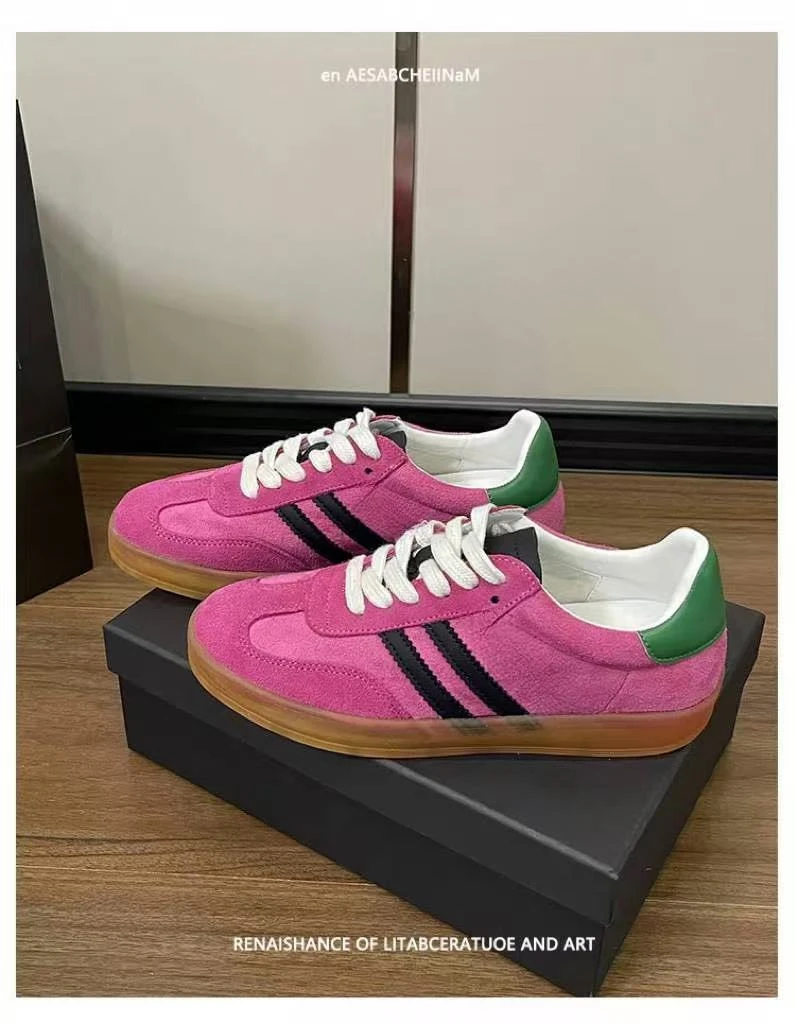 真皮2025韩版系带德训鞋新款女板鞋运动鞋复古阿甘鞋平底显脚小