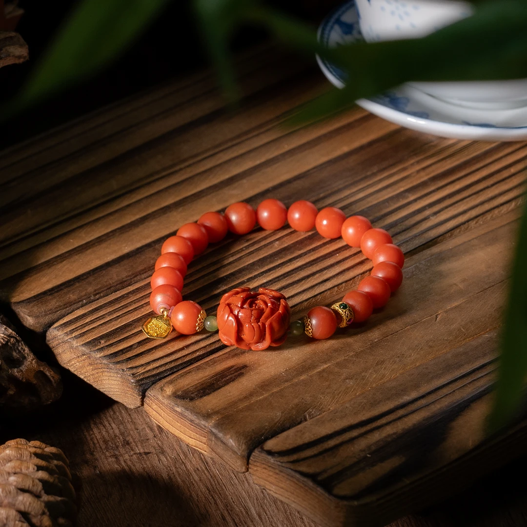 世间臻宝-18K金保山南红手串/多样性发/发一件/8mm+-/P6277