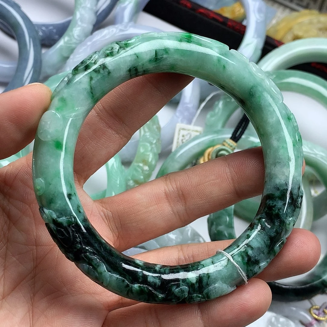 翡翠未镶嵌手镯天然翡翠58.9