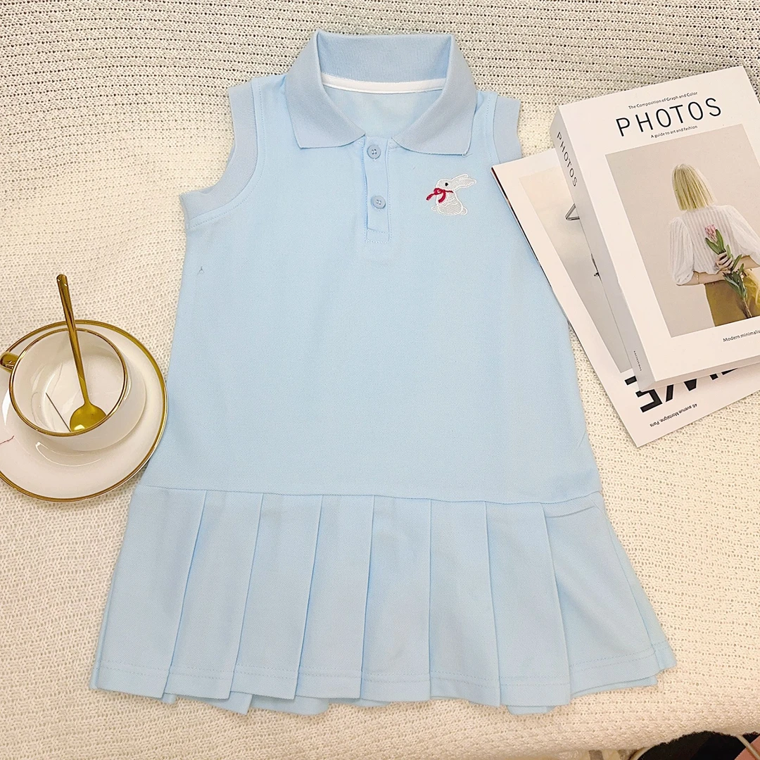 童装女童套装2025夏款 女宝洋气学院风上衣百褶裙6042