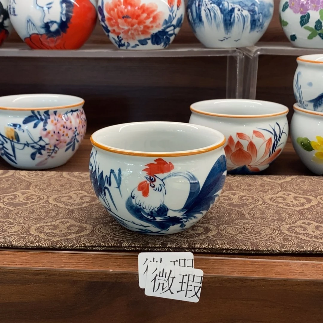 釉下彩老陶泥手工绘制