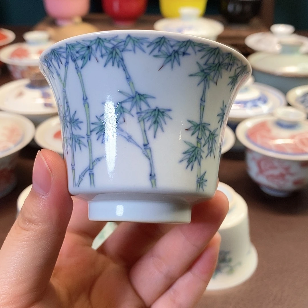 斗彩竹子马蹄杯100cc。     福利