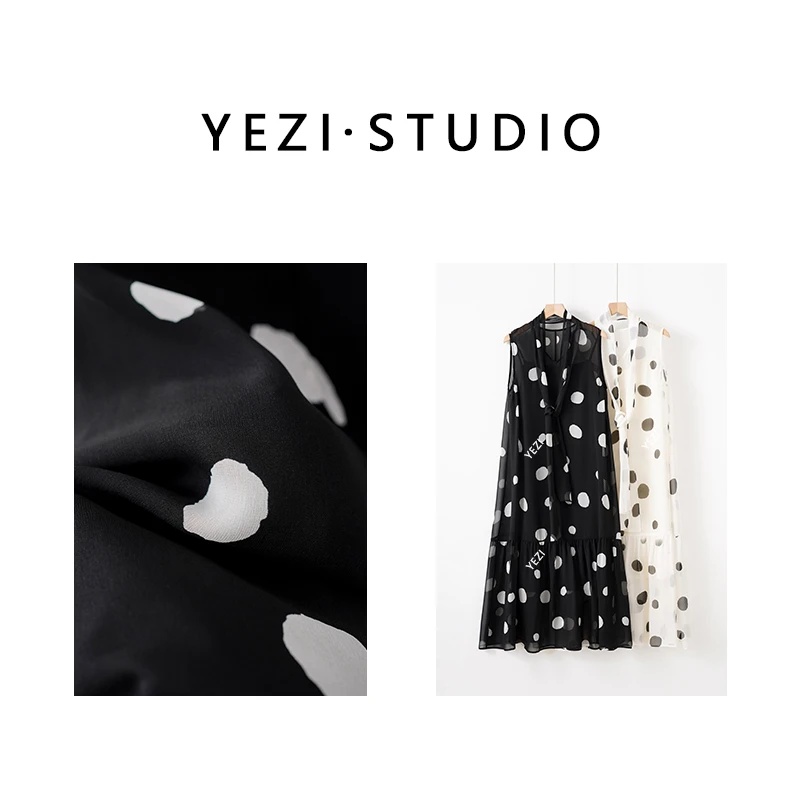 【巴黎波尔卡】百百桑蚕丝飘带领波点连衣裙25234500