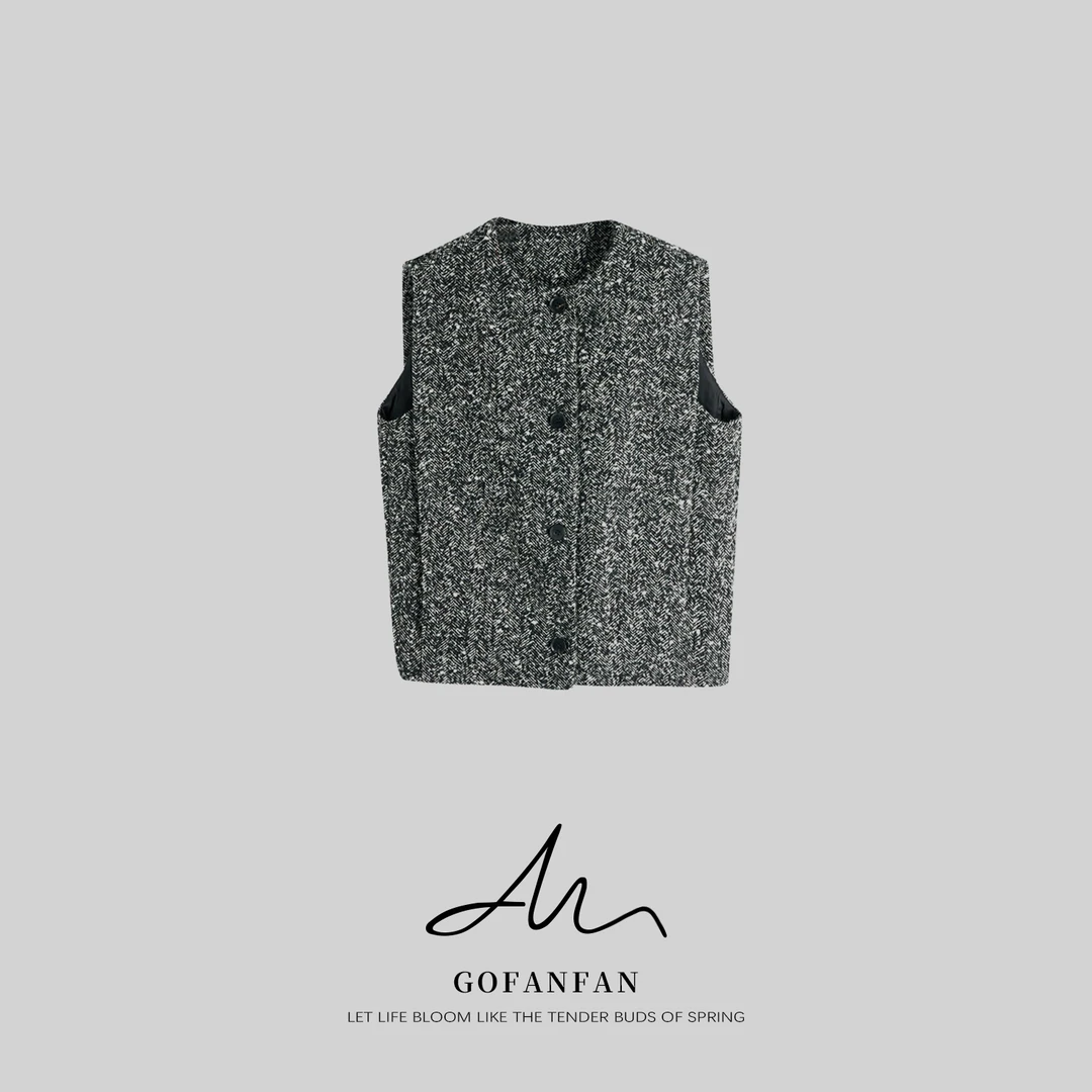 GFFSTUFIO【复古叠穿】女拉链马甲马夹针织潮流宽松KSDS20250526