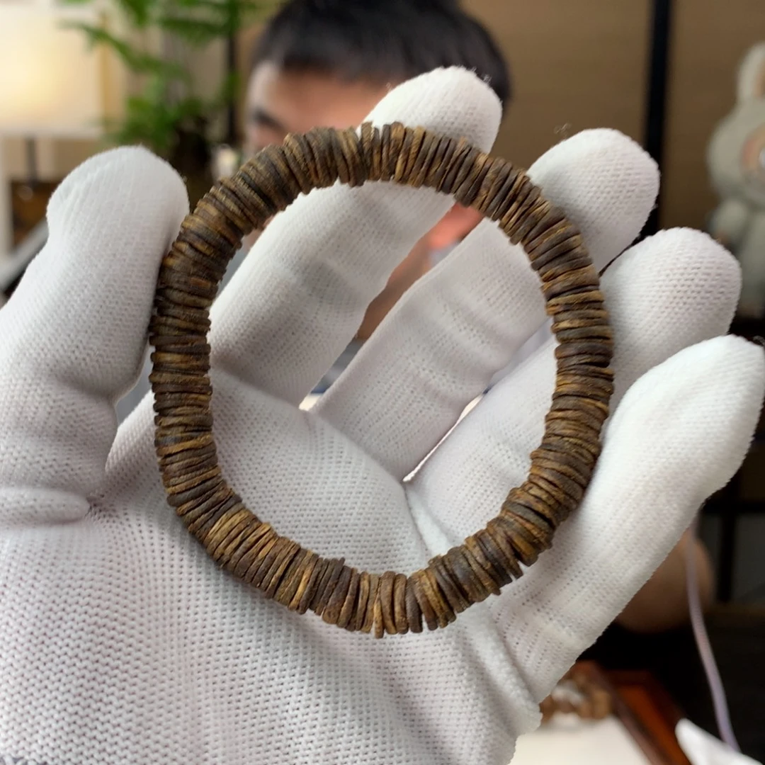沉香手串11克9mm沉水级金钱片