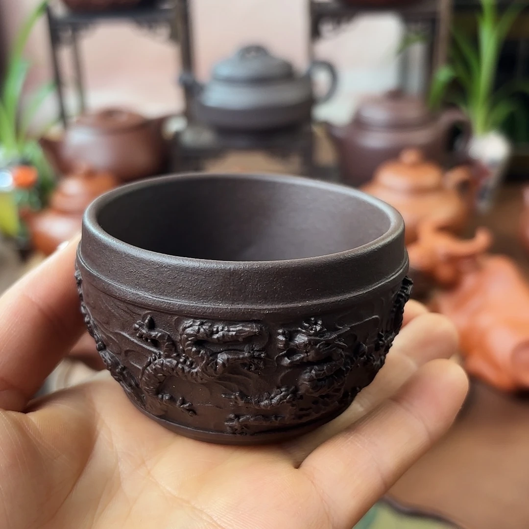 紫砂茶壶主人杯老紫泥100cc