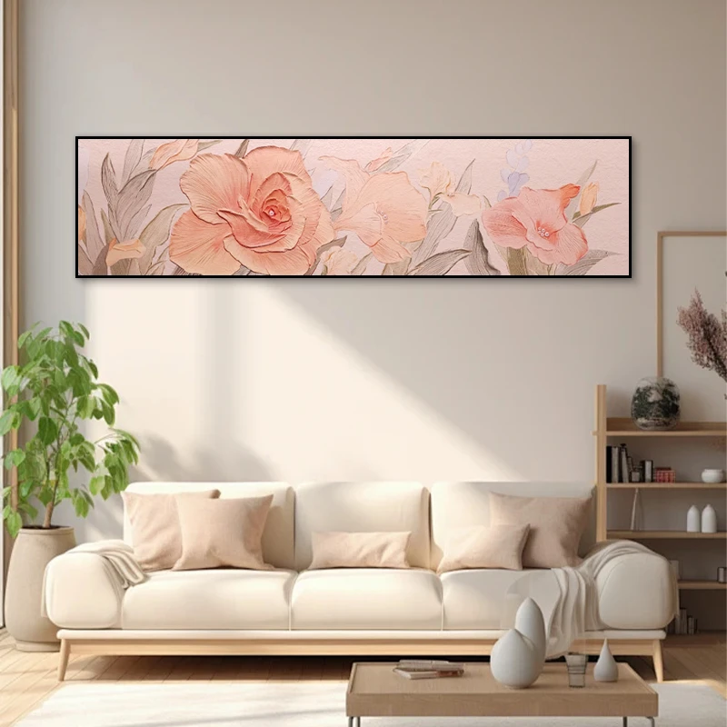 现代岩板装饰画 北欧床头背景墙挂画 花卉卧室壁画玫瑰花40150