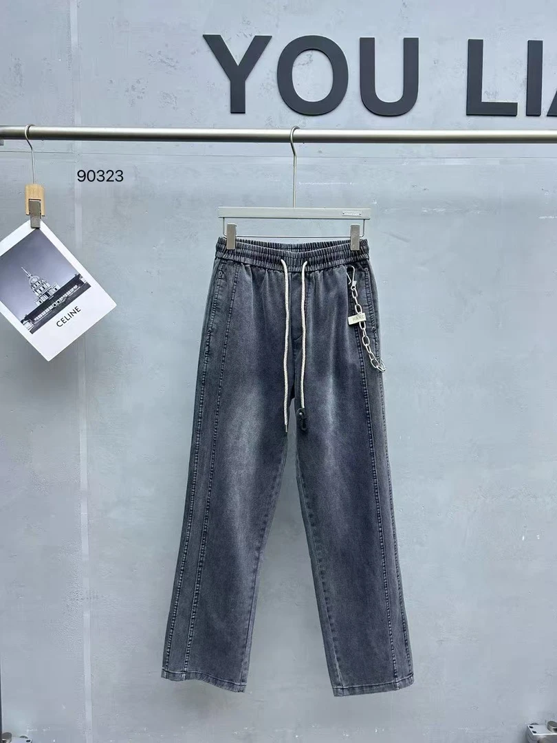 Z90323男士夏季薄款百搭宽松直筒阔腿牛仔裤