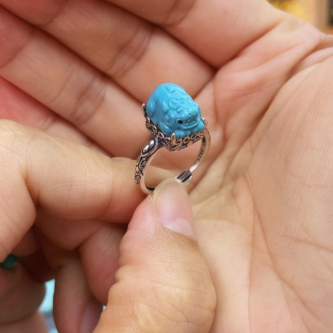 绿松石戒指银S925镶嵌