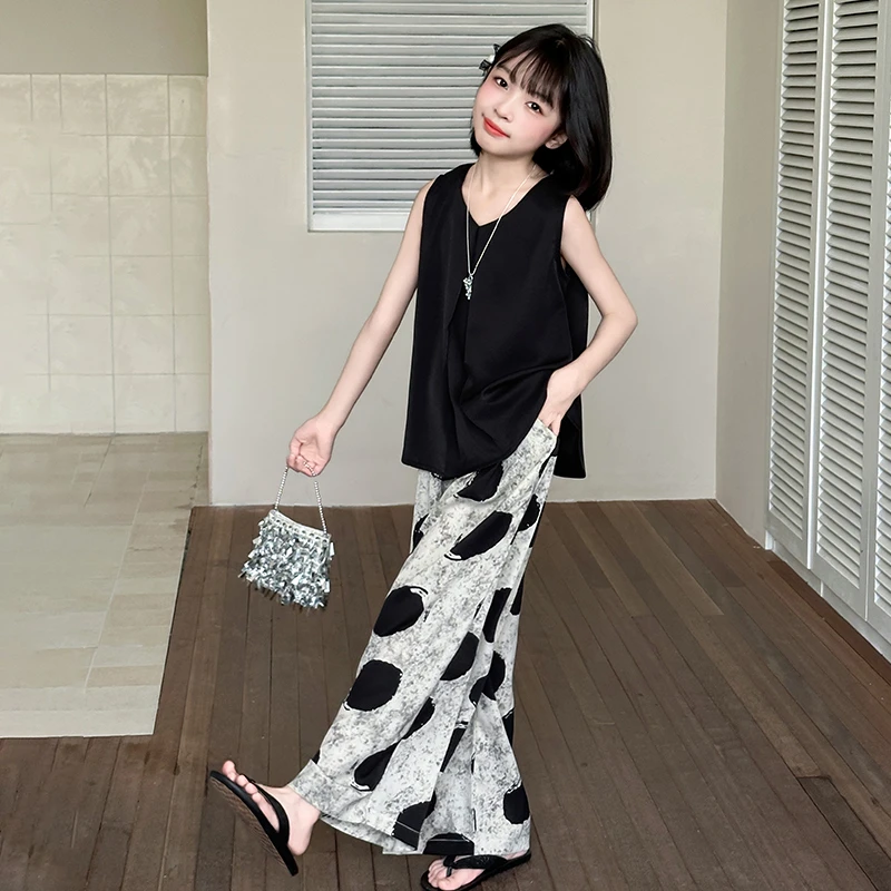 简约潮牌店铺儿童服装2025年新款衣服女童装夏装套装6-12岁高级感