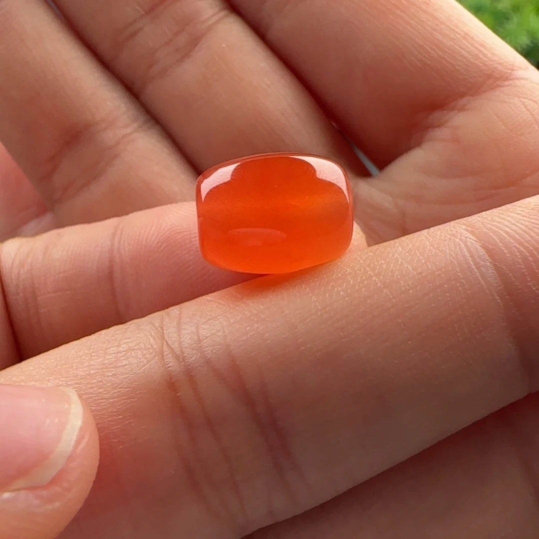 南红玛瑙未镶嵌桶珠：10x12.4冰橘 满砂