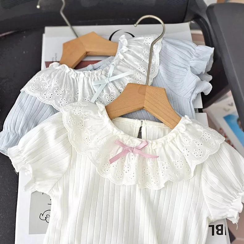 蝴蝶结女童短袖T恤夏季新款洋气宝宝上衣女童装百搭婴儿打底衫