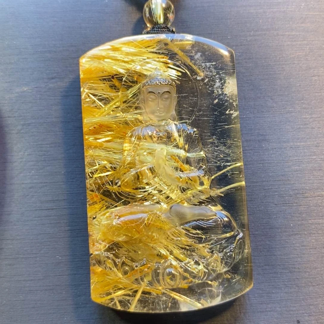 水晶颈饰未镶嵌天然钛晶佛祖吊坠