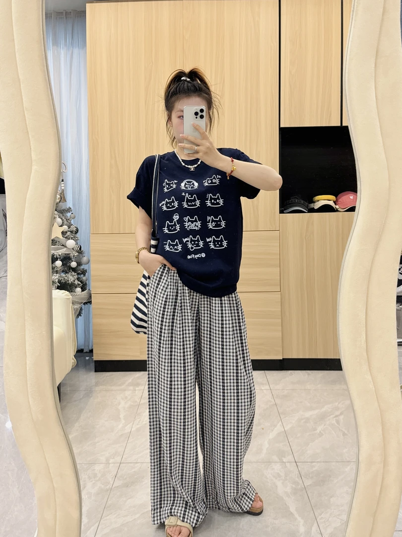 【喵喵表情包】十三行夏东大门ins百搭减龄宽松显瘦韩系印花短袖T恤