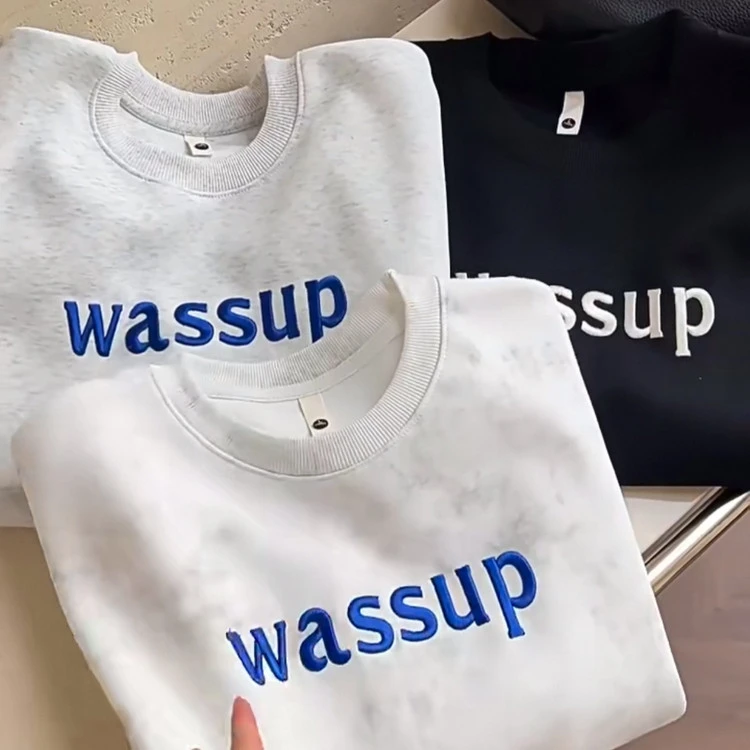 WASSUP UOSNE圆领卫衣男款爆款2025新款秋季cleanfit潮流套头长袖