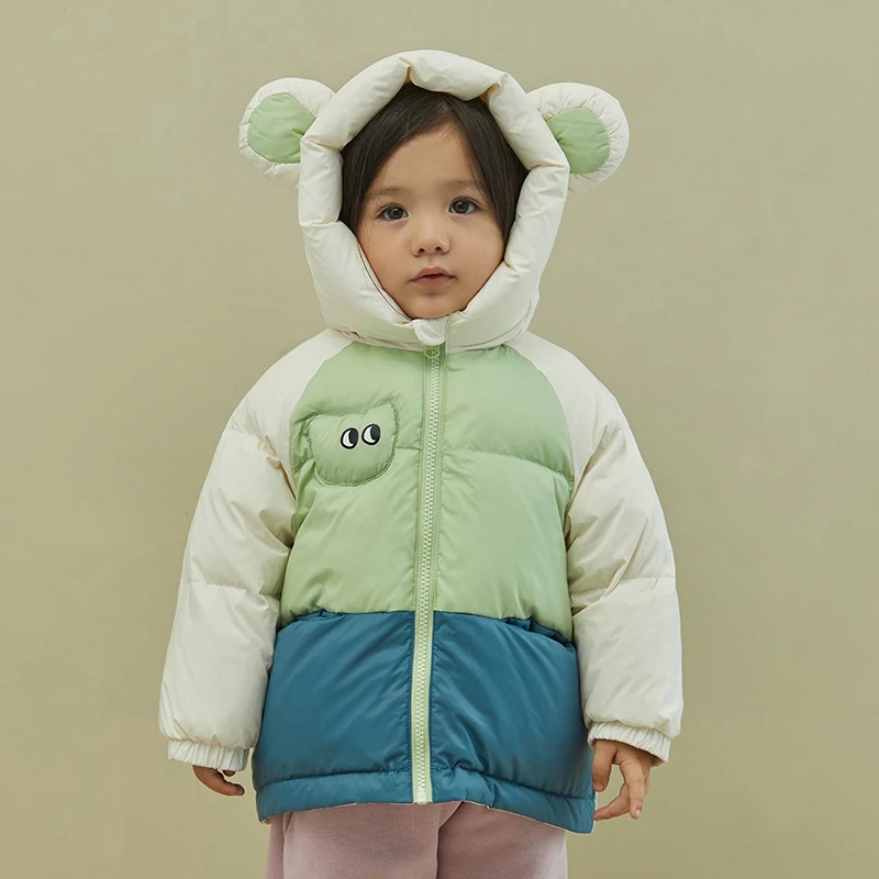 【三防】papa爬爬冬新款儿童羽绒服大耳朵男女童外套宝宝羽绒服