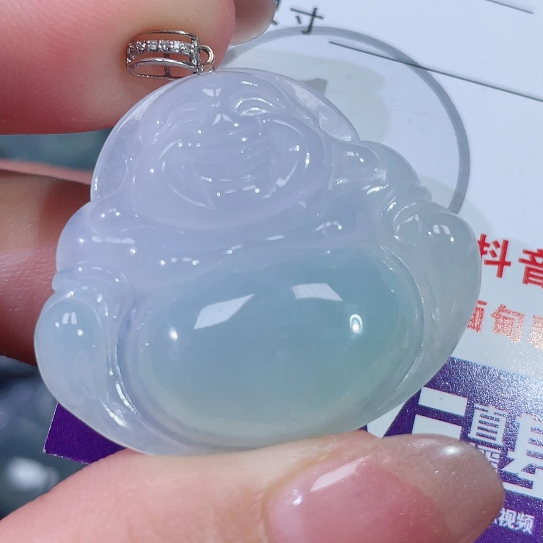 翡翠18K金镶嵌颈饰佛公