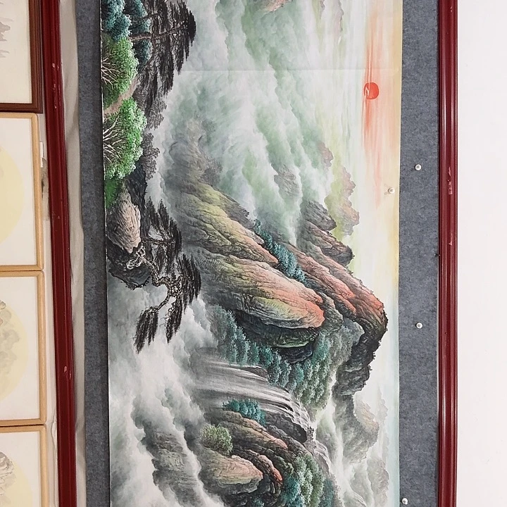国画手绘国画云海松涛