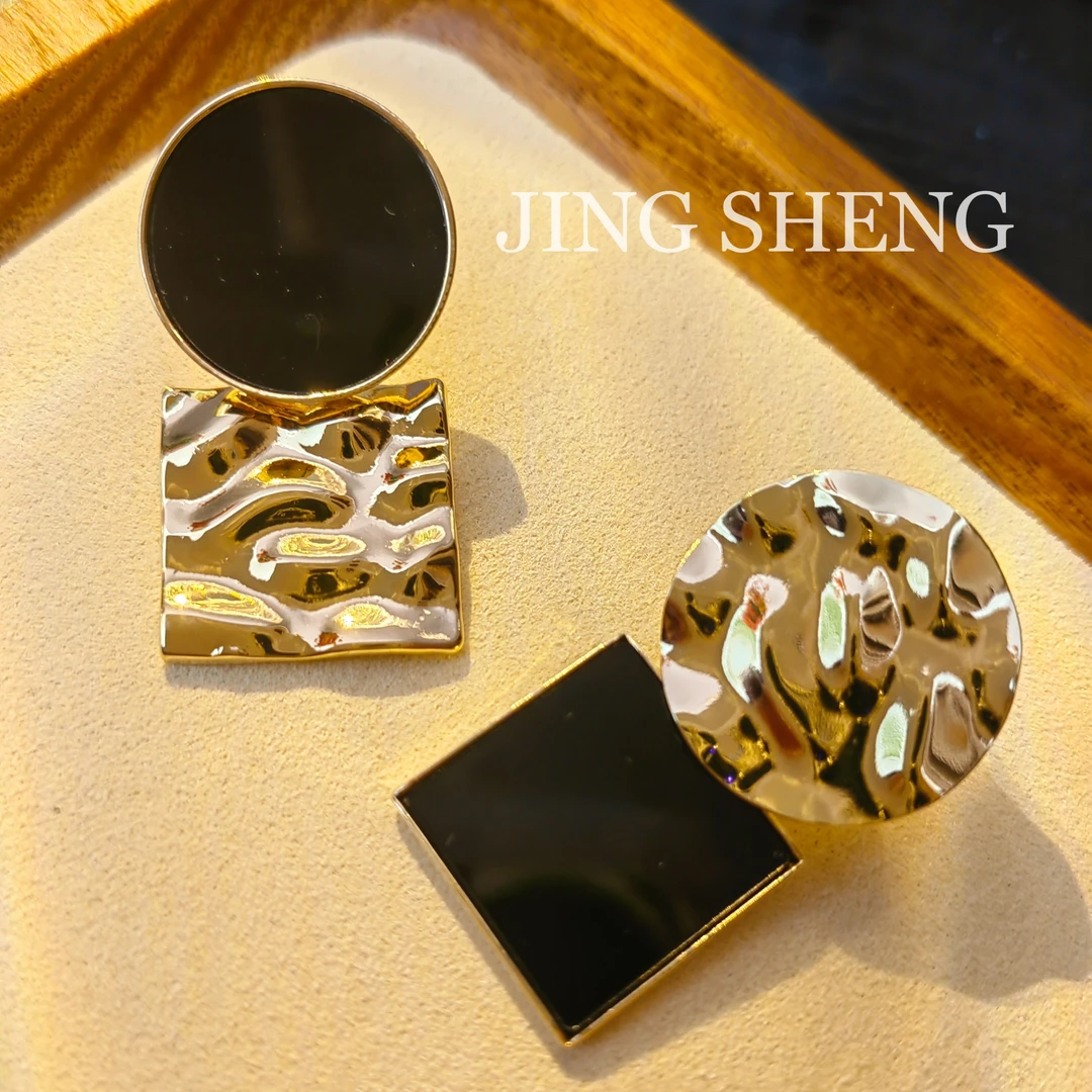 铜合金亚克力耳饰 【几何时尚】小众个性几何AB款金属时尚耳环