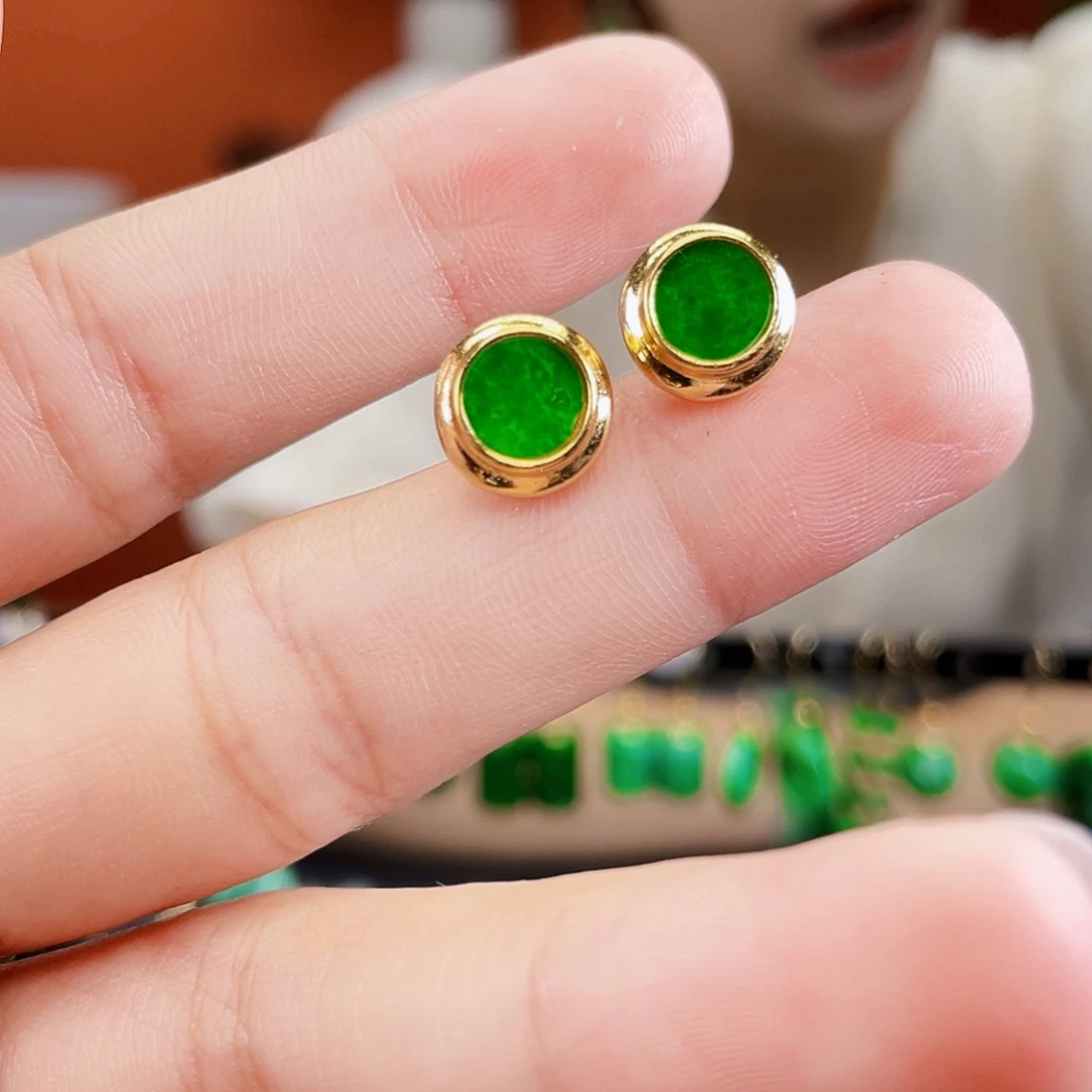 翡翠银S925镶嵌耳饰